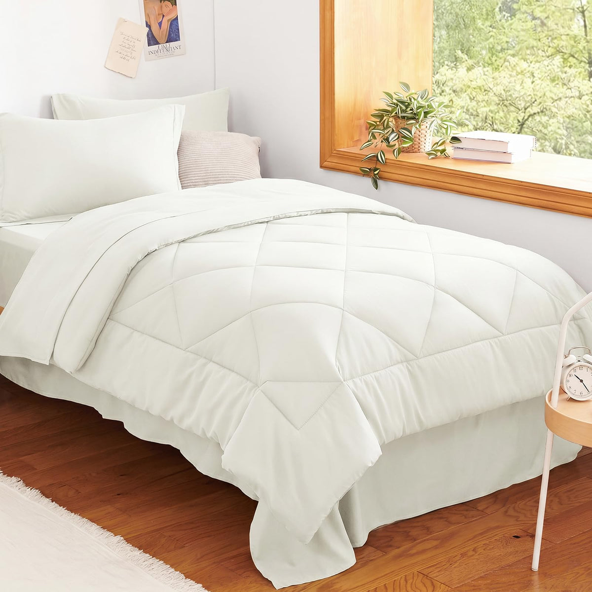 CozyLux Queen Comforter Set 88"x88" Dark Grey - 7 Piece Bed in a Bag