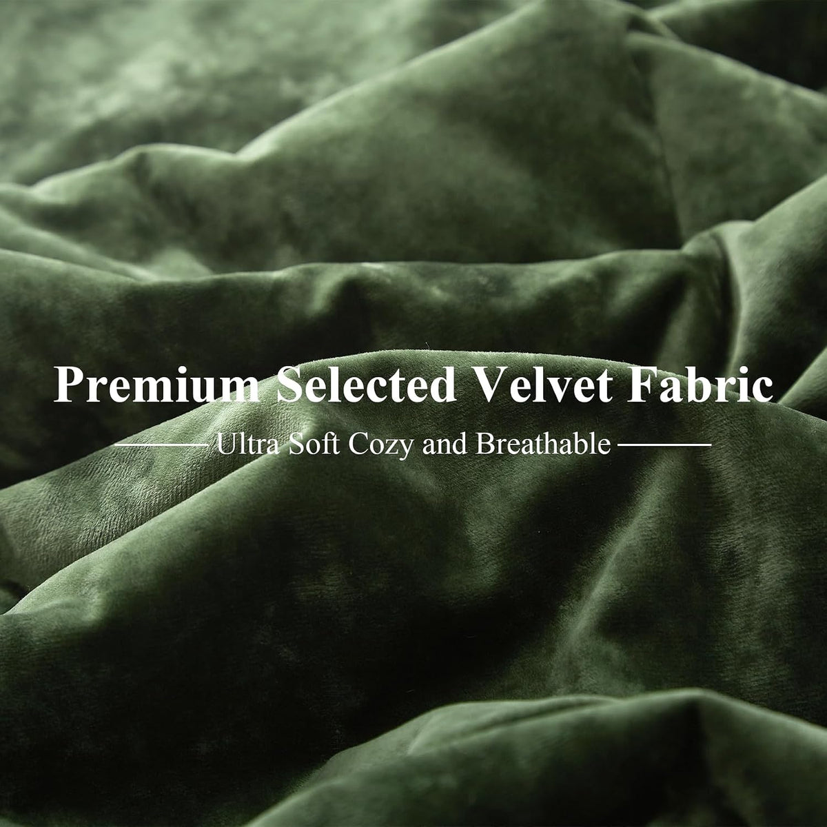 Ivellow Crushed Velvet Comforter Queen Size Green 5 Pcs Luxury Bedding Set