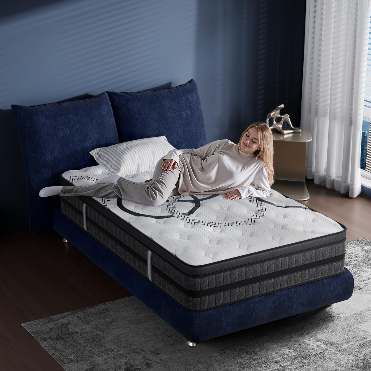 King Size Mattress, 14 Inch Hybrid King Mattress in a Box, Medium Firm, Memory Foam & Pocketed Springs, Pressure Relief, CertiPUR-US Certified& Fiberglass Free, Motion Isolation, 365-Night Trial