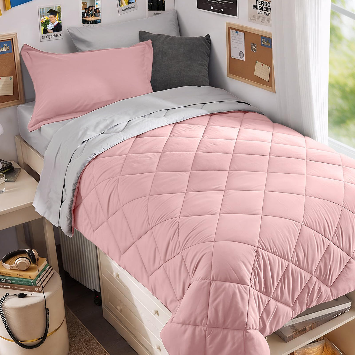 MUXHOMO 7 Pieces Queen Comforter Set, Reversible Bed in a Bag Queen Size, All Season Bedding Set with Comforter, Flat Sheet, Fitted Sheet, Pillowcases & Shams, Red & Black