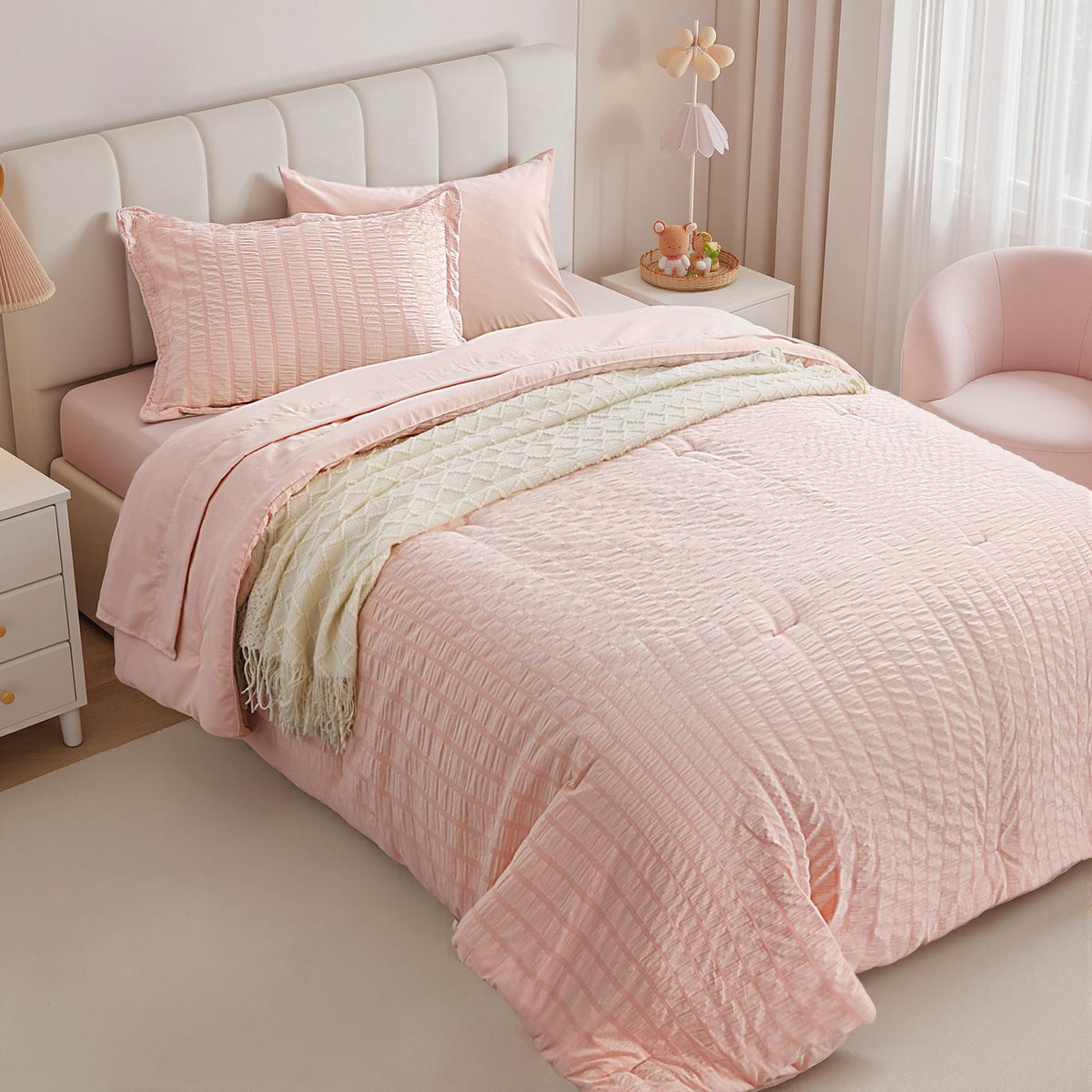 Twin Comforter Set 5 Piece, Olive Green Bed in a Bag Twin Size Bedding Sets