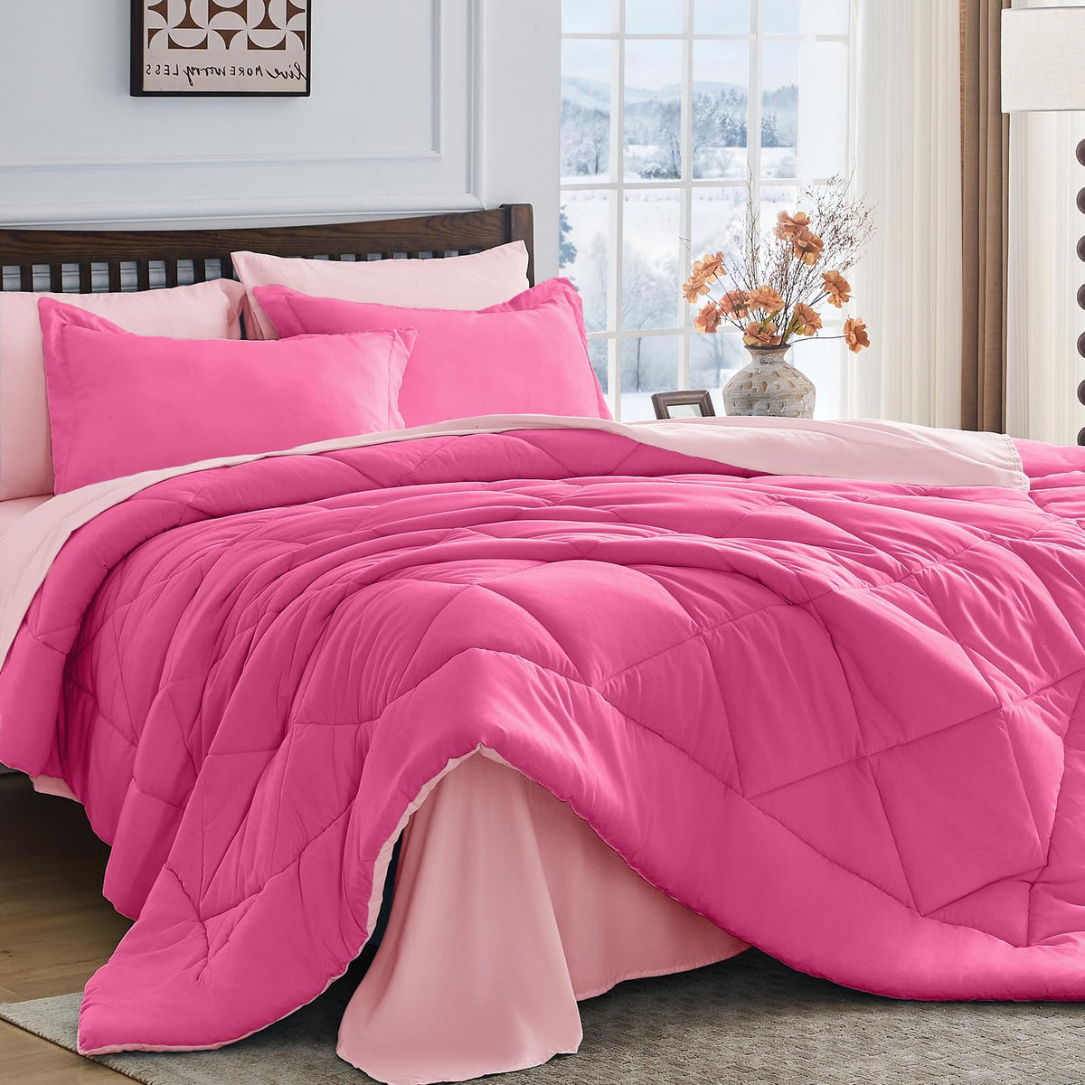 HEVUMYI 7-Piece Queen Comforter Set, Dark Grey Bed in a Bag