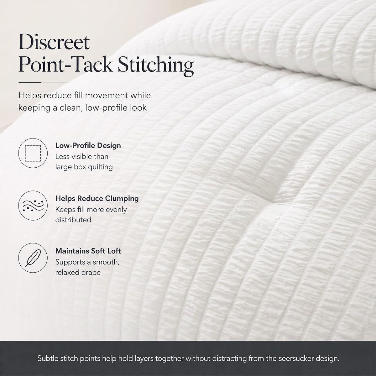 CozyLux Queen Comforter Set, 7 Pieces White Seersucker Bed in a Bag