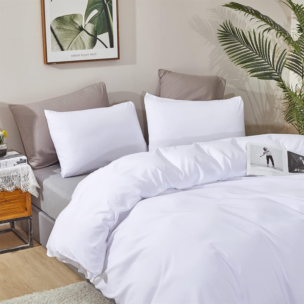 KAREVER White Fluffy Comforter Set Cal King Women Soft Durable Beddig Comforter Set MenLightweight Breathable California King