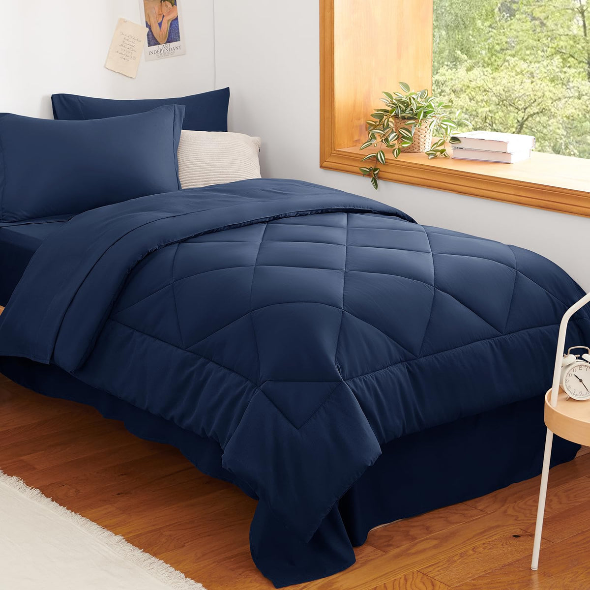CozyLux Queen Comforter Set 88"x88" Dark Grey - 7 Piece Bed in a Bag