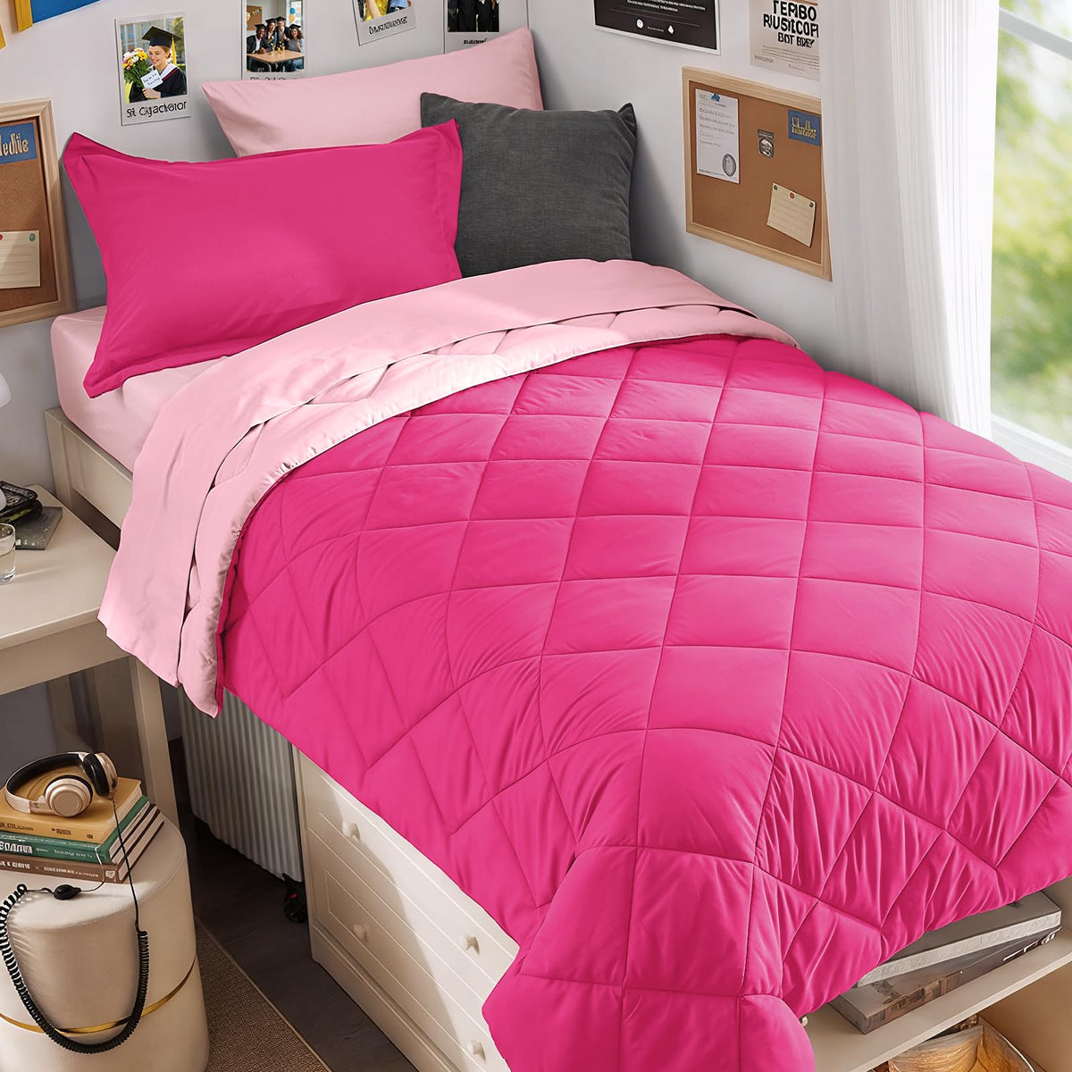 MUXHOMO 7 Pieces Queen Comforter Set, Reversible Bed in a Bag Queen Size, All Season Bedding Set with Comforter, Flat Sheet, Fitted Sheet, Pillowcases & Shams, Red & Black