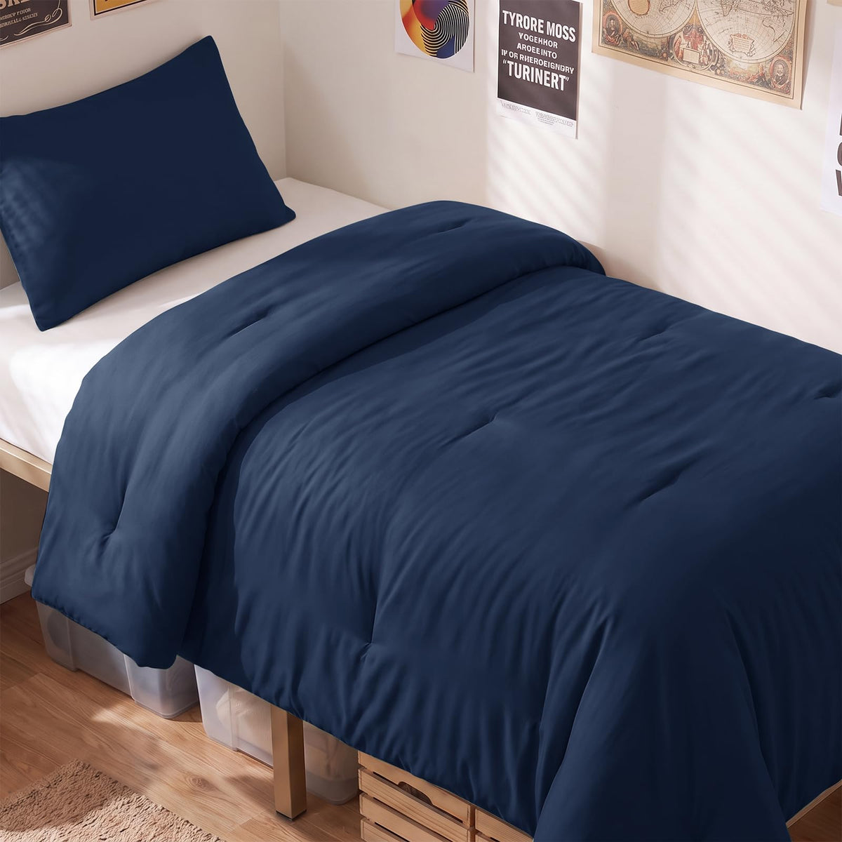 CozyLux Queen Comforter Set, 3 Pieces Down Alternative Bedding, Black