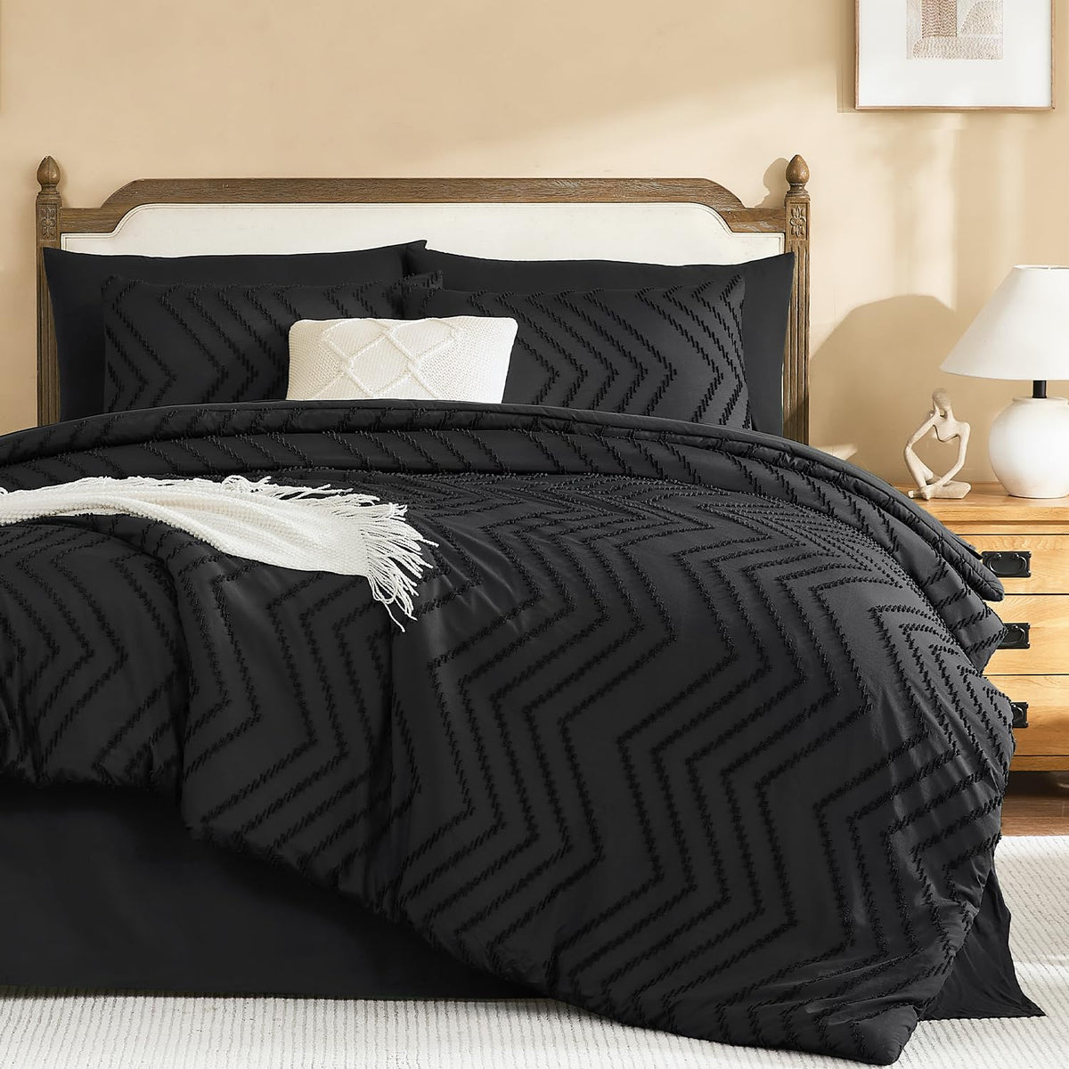 Litanika California King Comforter with Sheets, 7 Pieces Boho Bed Set