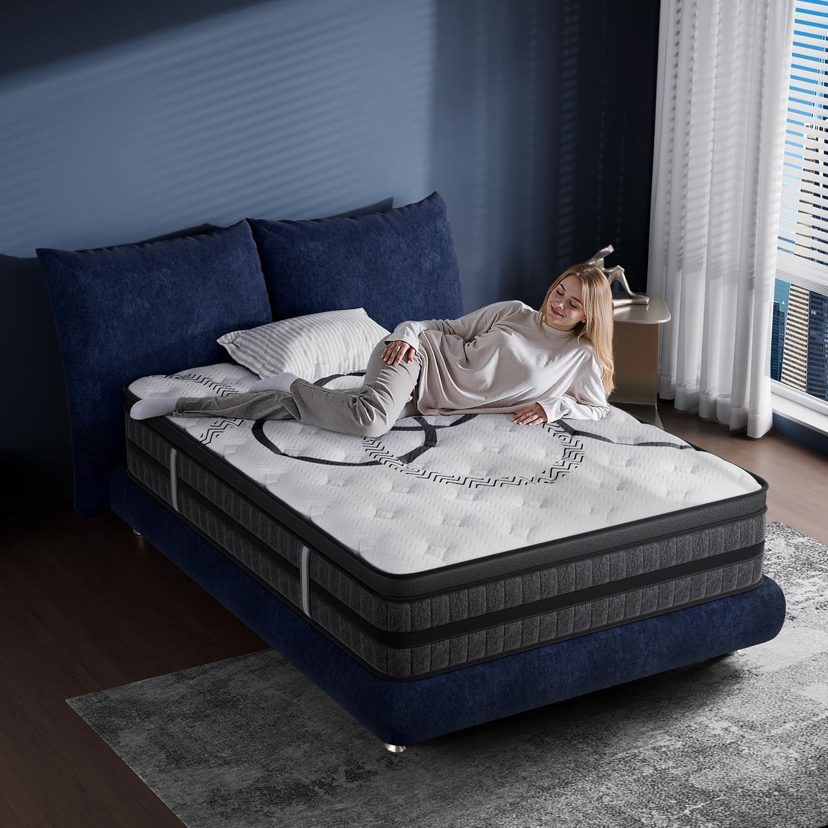 King Size Mattress, 14 Inch Hybrid King Mattress in a Box, Medium Firm, Memory Foam & Pocketed Springs, Pressure Relief, CertiPUR-US Certified& Fiberglass Free, Motion Isolation, 365-Night Trial