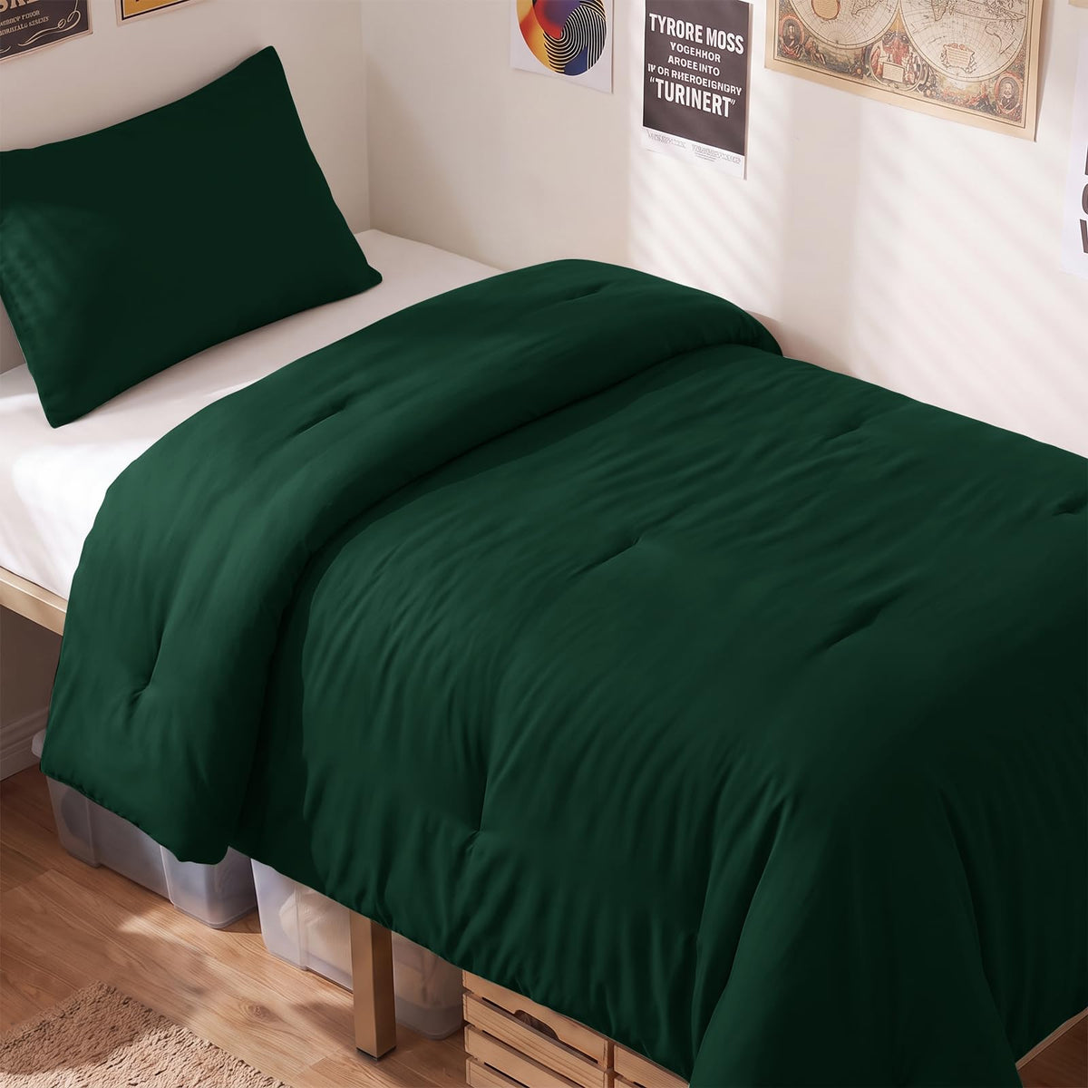 CozyLux Queen Comforter Set, 3 Pieces Down Alternative Bedding, Black