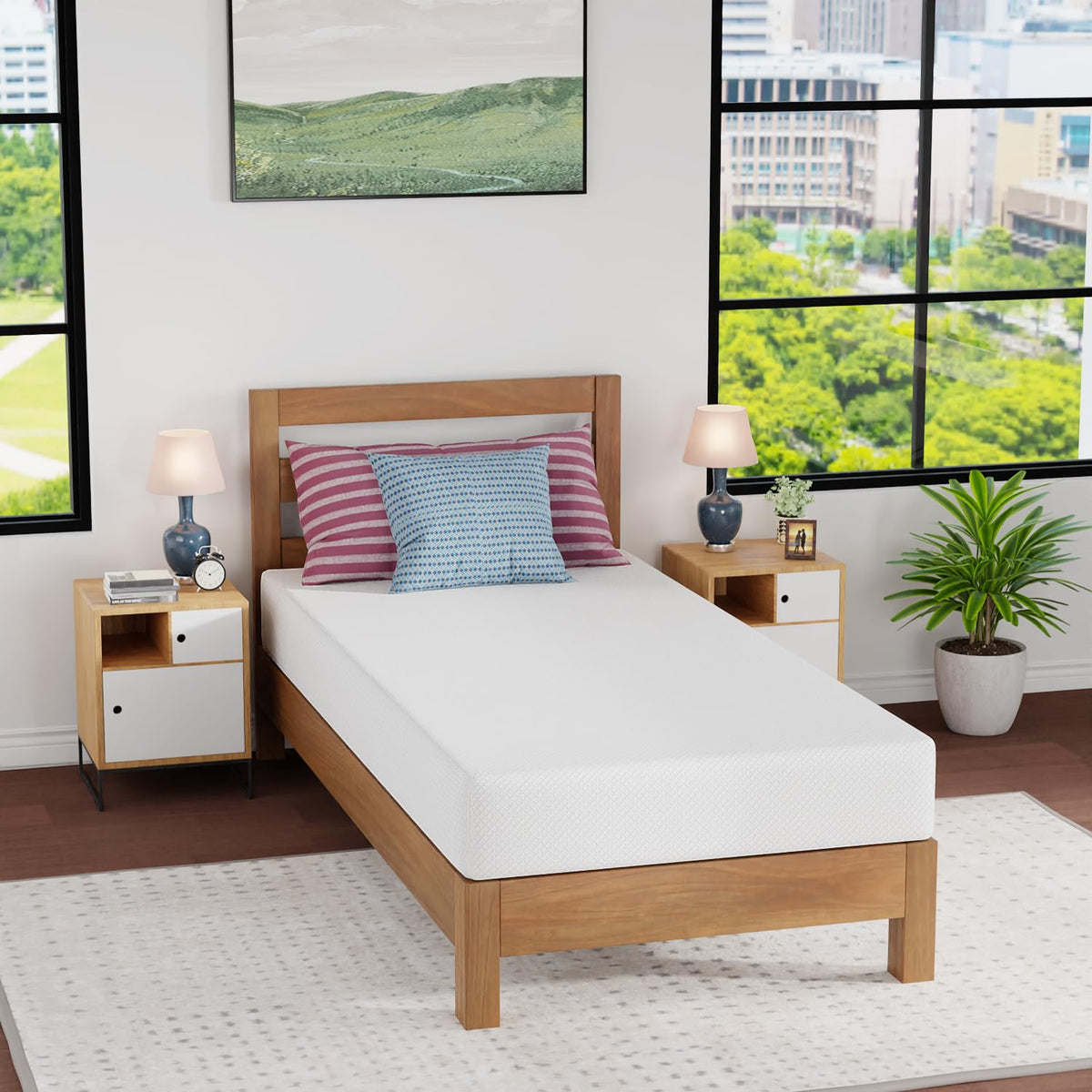 FDW | 6 Inch Twin Mattress | Medium Firm | Gel Memory Foam | White