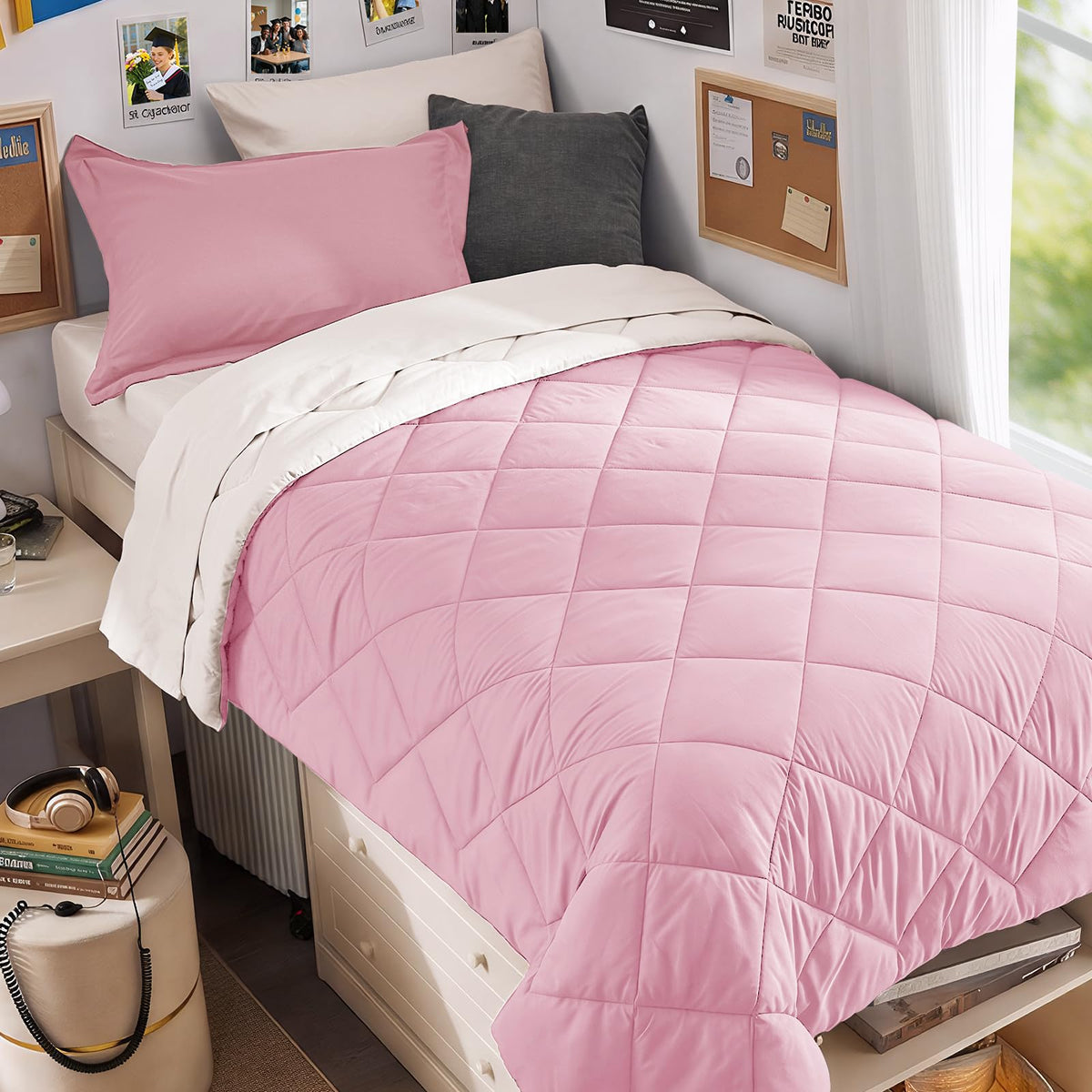 MUXHOMO 7 Pieces Queen Comforter Set, Reversible Bed in a Bag Queen Size, All Season Bedding Set with Comforter, Flat Sheet, Fitted Sheet, Pillowcases & Shams, Red & Black