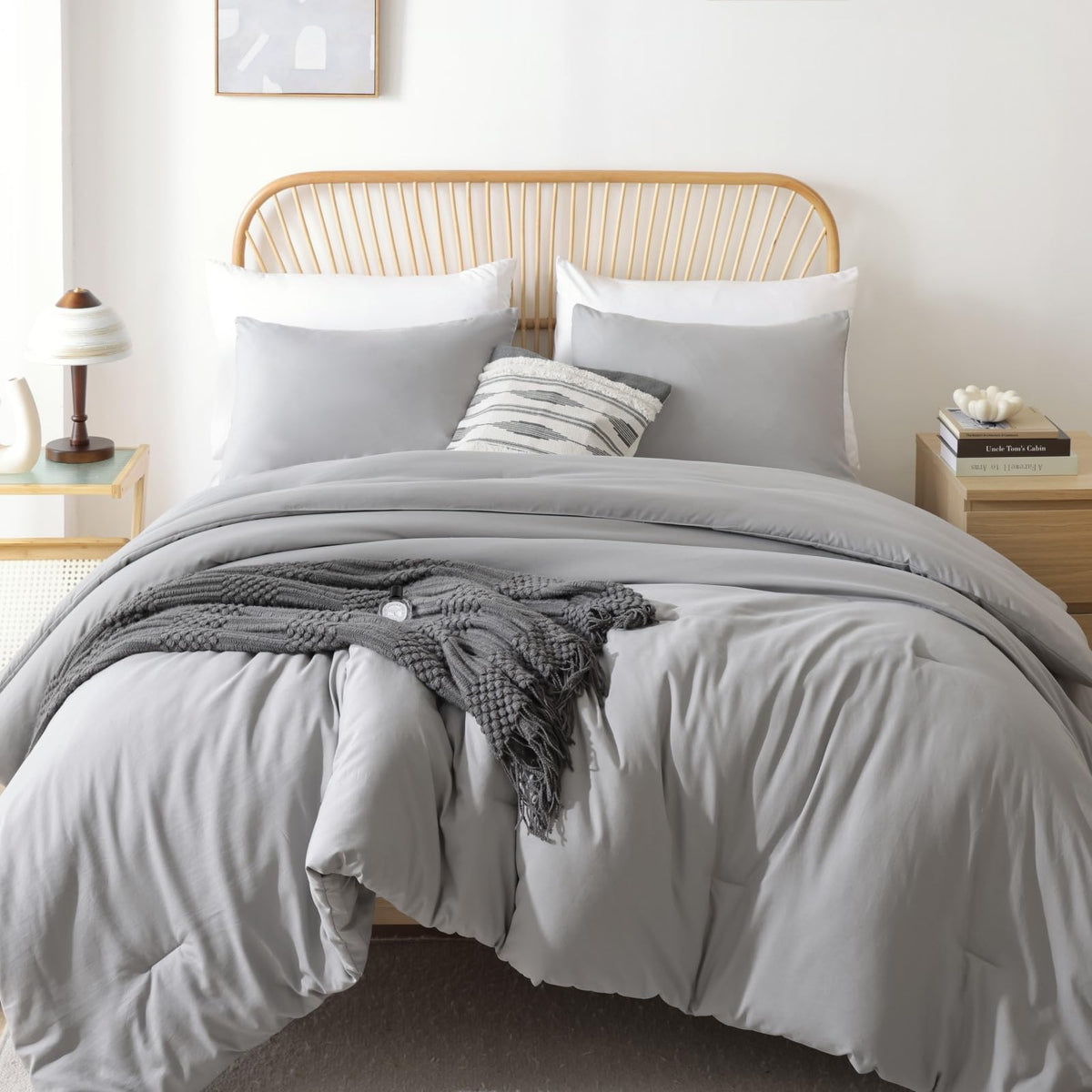 ROSGONIA Queen Comforter Set Olive Green, 3pcs Bedding Sets Queen (1 Boho Olive Comforter & 2 Pillowcases), All Season Lightweight Blanket Quilt