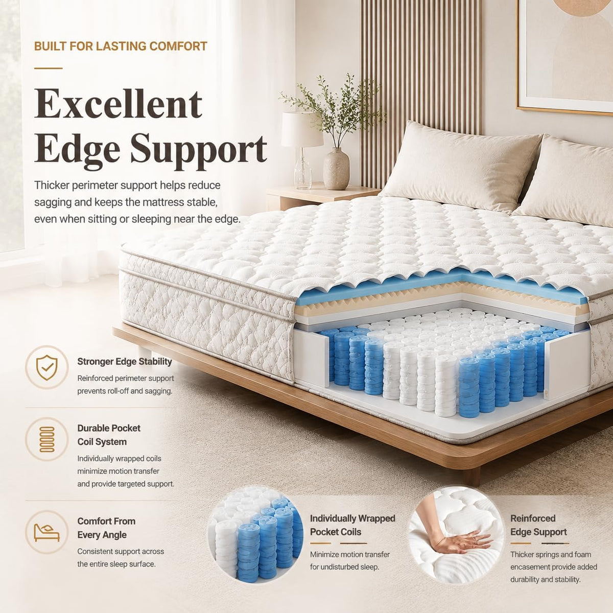 12 Inch Hybrid Queen Mattress – Medium Firm Gel Memory Foam, CertiPUR-US