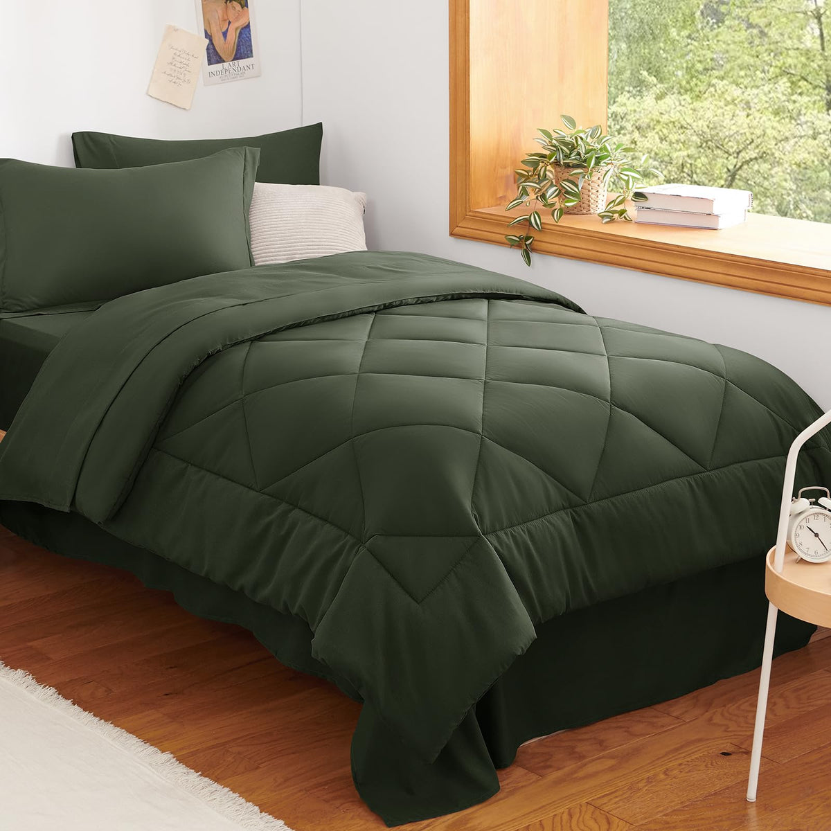 CozyLux Queen Comforter Set 88"x88" Dark Grey - 7 Piece Bed in a Bag