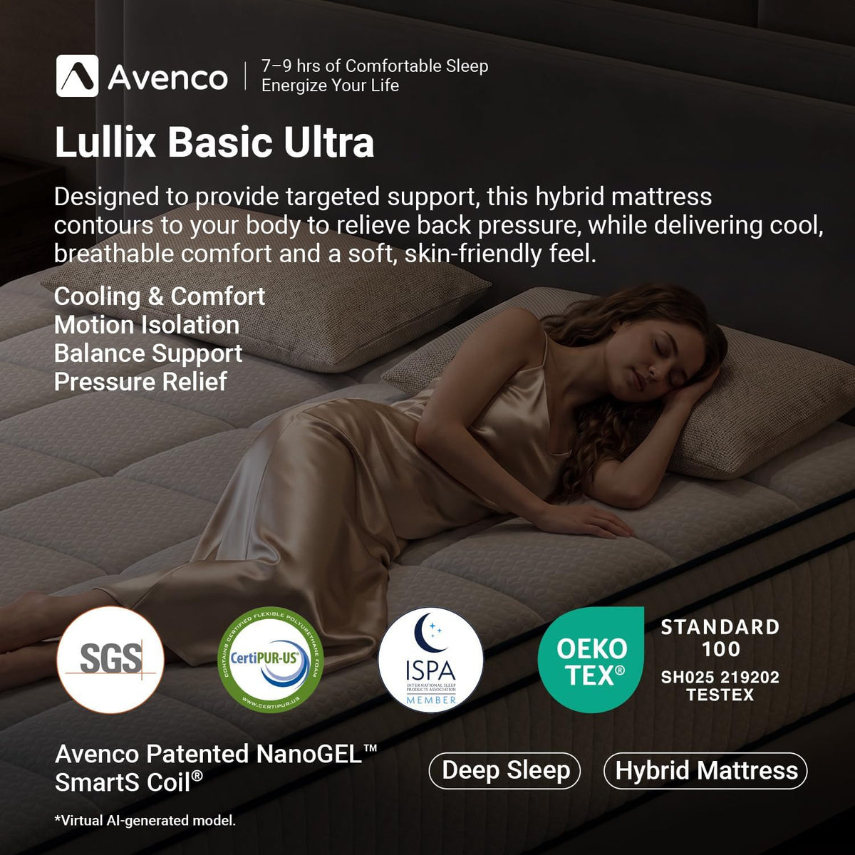 Avenco Queen Size Mattress 10 inch, Queen Hybrid Mattress in a Box