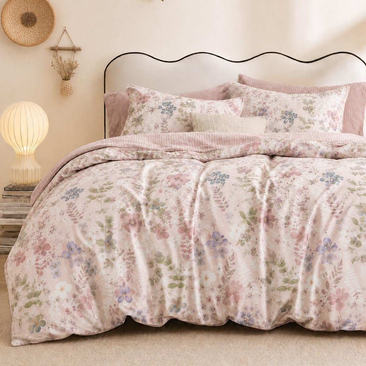 Floral Comforter Set Full Size Pink Bedding Sets for All Season
