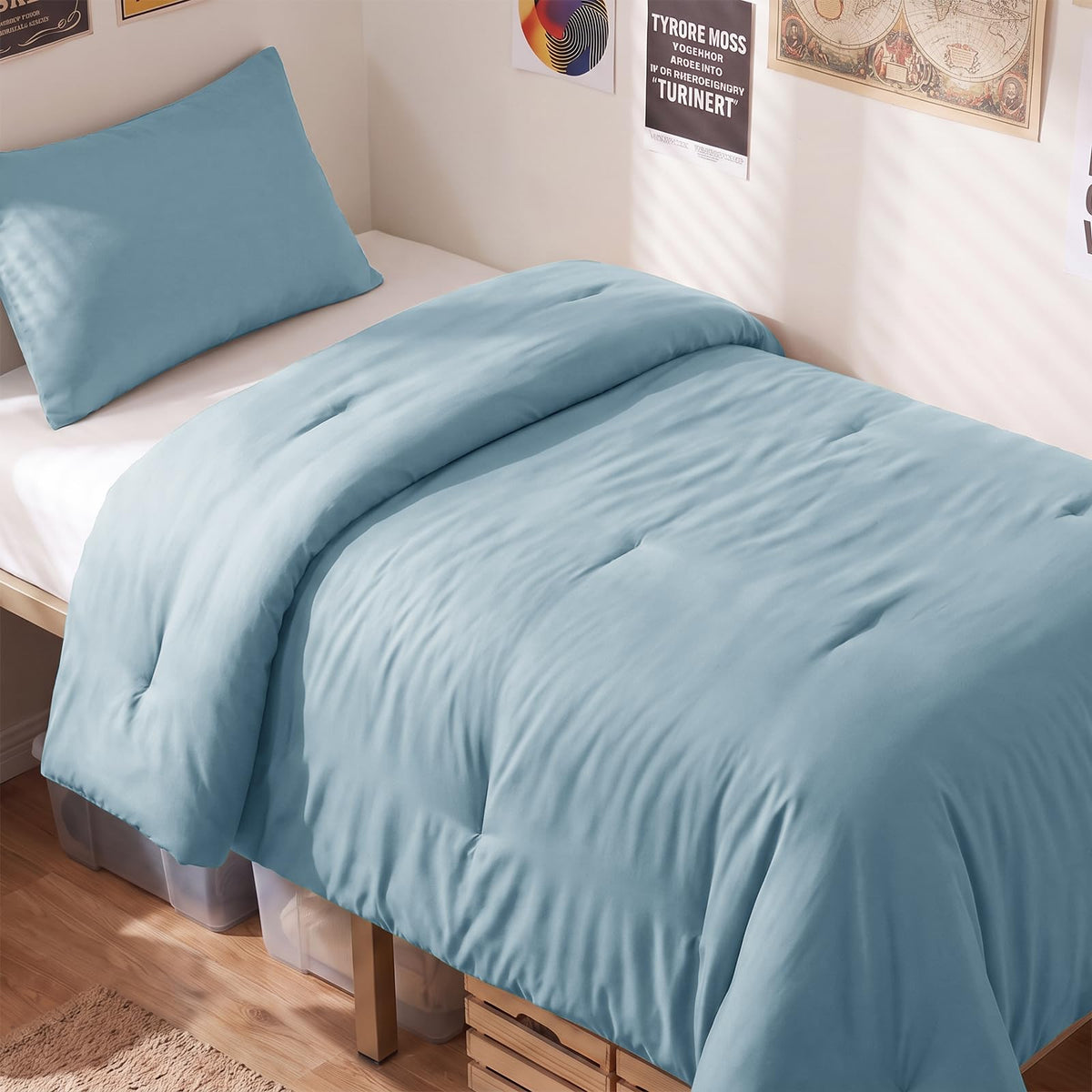 CozyLux Queen Comforter Set, 3 Pieces Down Alternative Bedding, Black