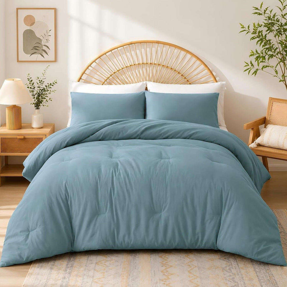 weigelia Pink Comforter Set Queen Size, All Season Lightweight Bedding Set