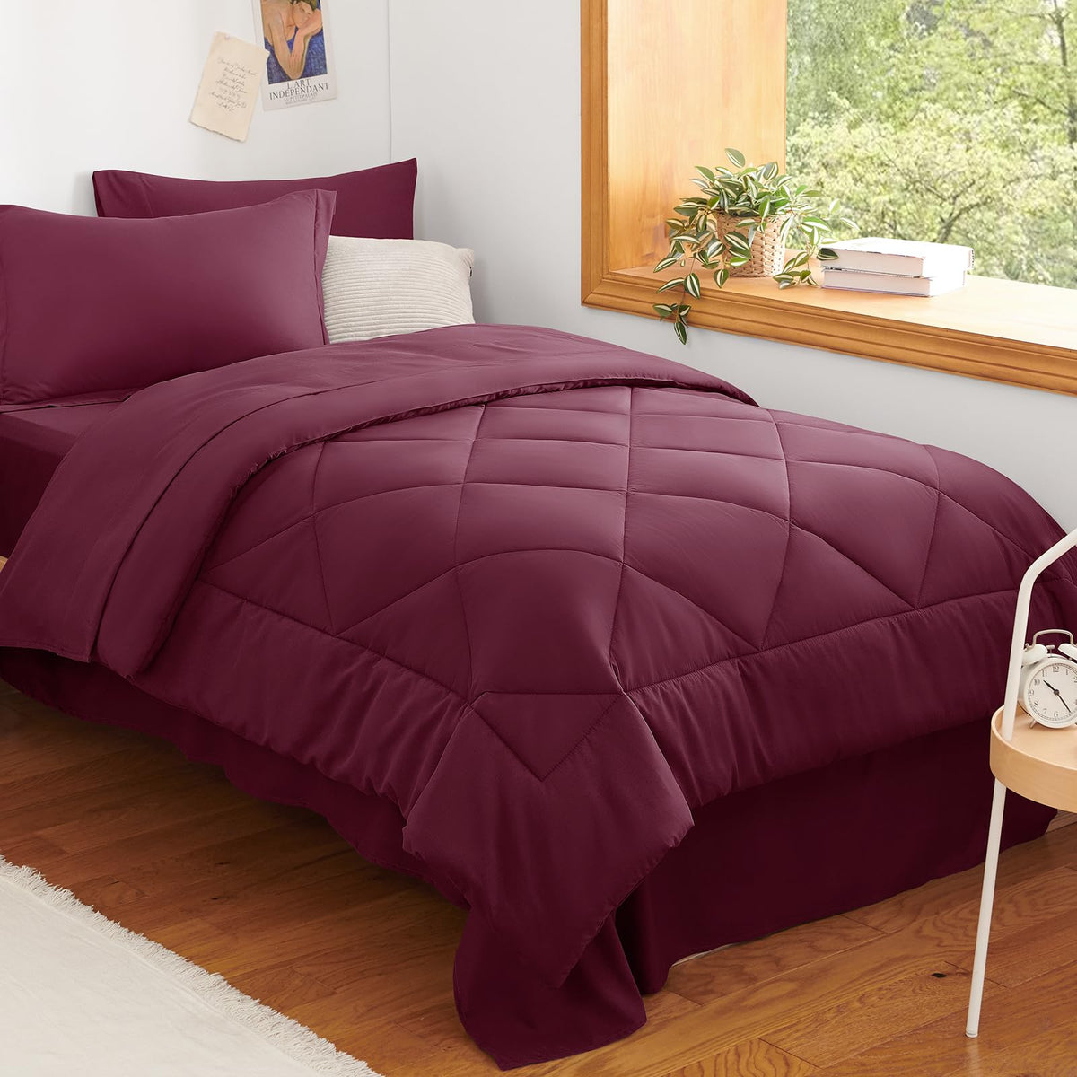 CozyLux Queen Comforter Set 88"x88" Dark Grey - 7 Piece Bed in a Bag