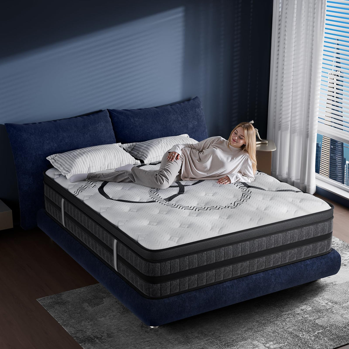 King Size Mattress, 14 Inch Hybrid King Mattress in a Box, Medium Firm, Memory Foam & Pocketed Springs, Pressure Relief, CertiPUR-US Certified& Fiberglass Free, Motion Isolation, 365-Night Trial