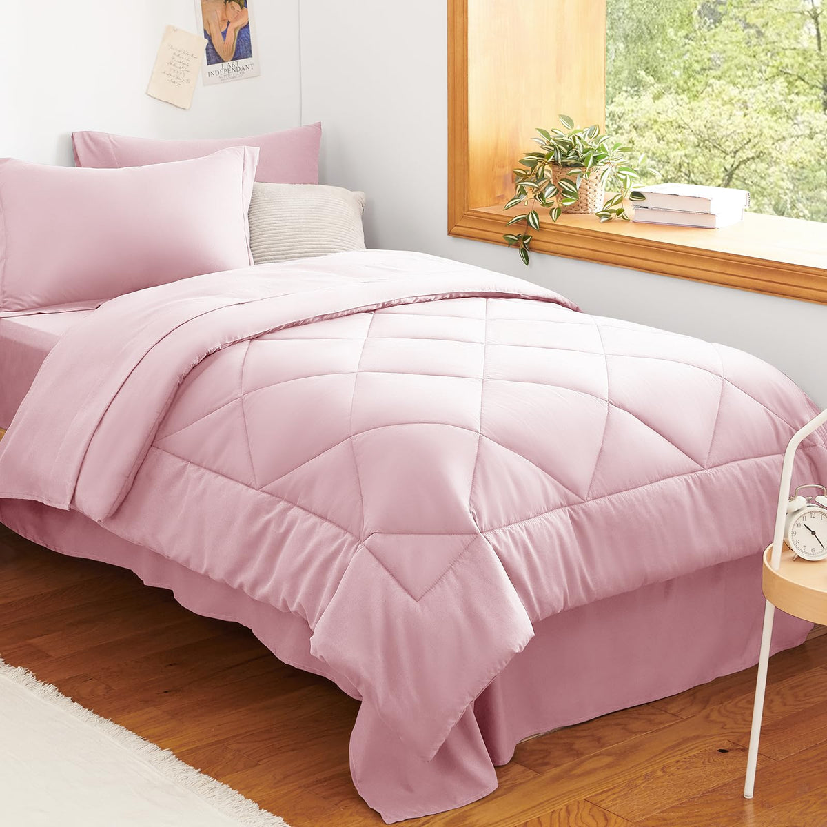 CozyLux Queen Comforter Set 88"x88" Dark Grey - 7 Piece Bed in a Bag
