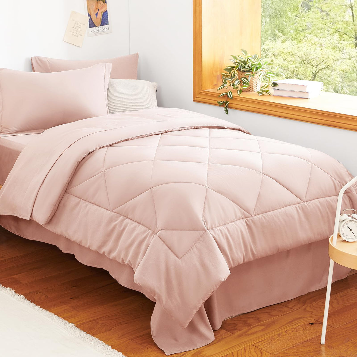 CozyLux Queen Comforter Set 88"x88" Dark Grey - 7 Piece Bed in a Bag