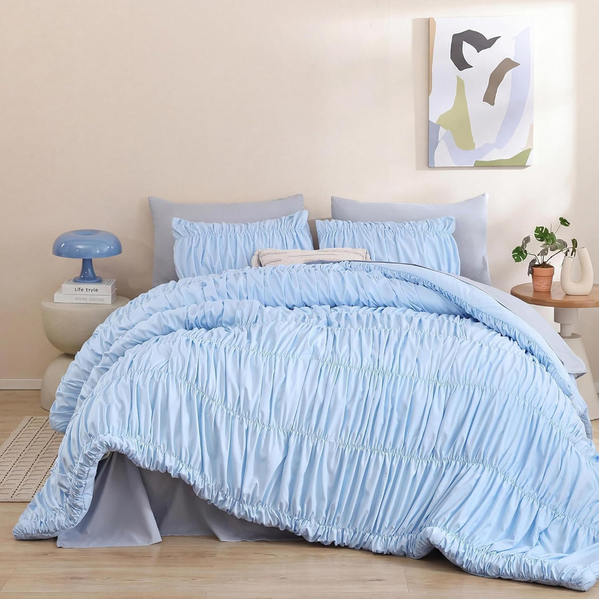 weigelia Pink Comforter Set Queen Size, All Season Lightweight Bedding Set