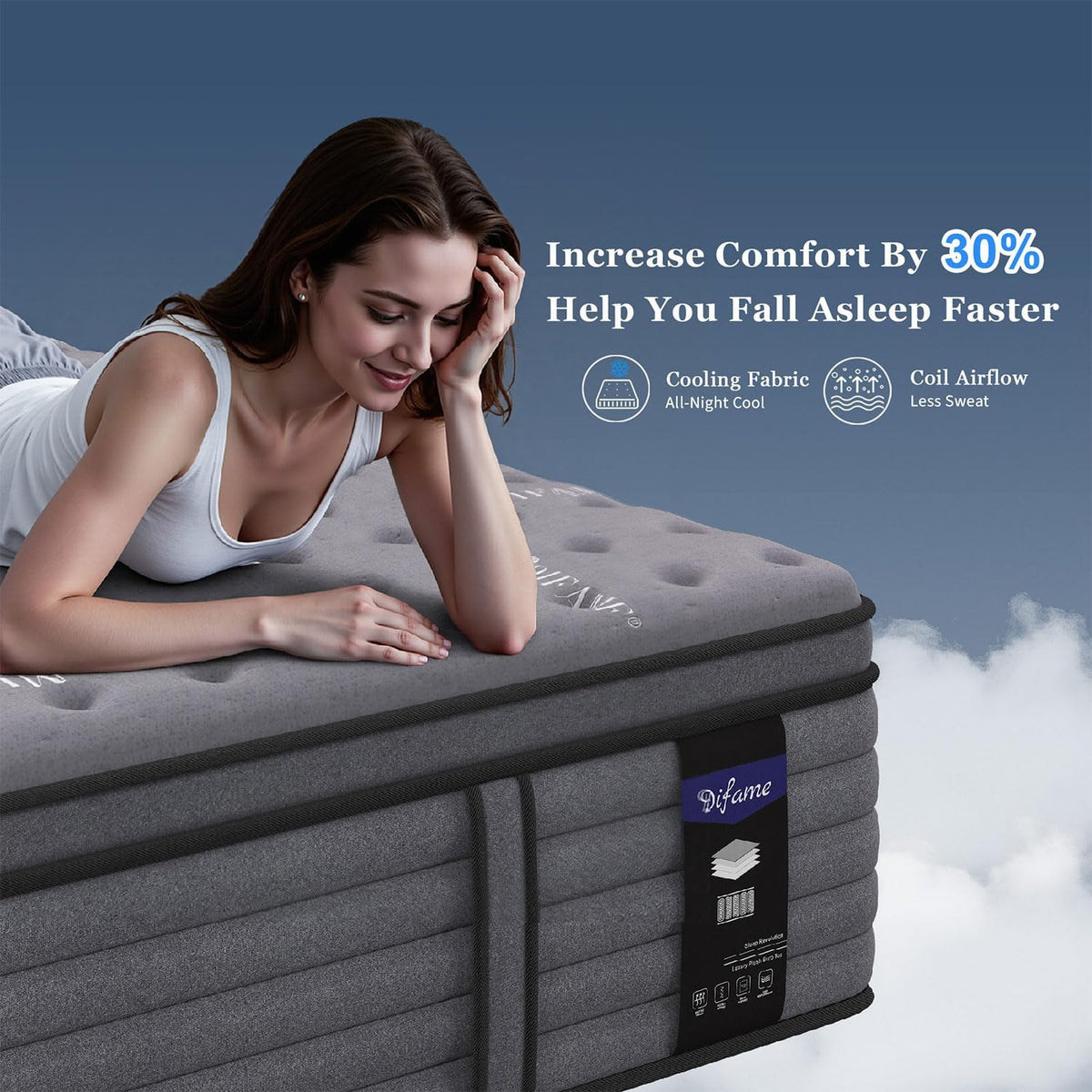 DIFAME (Luxury Hotel) 16 Inch Hybrid King Size Mattress in a Box, Firm Feel