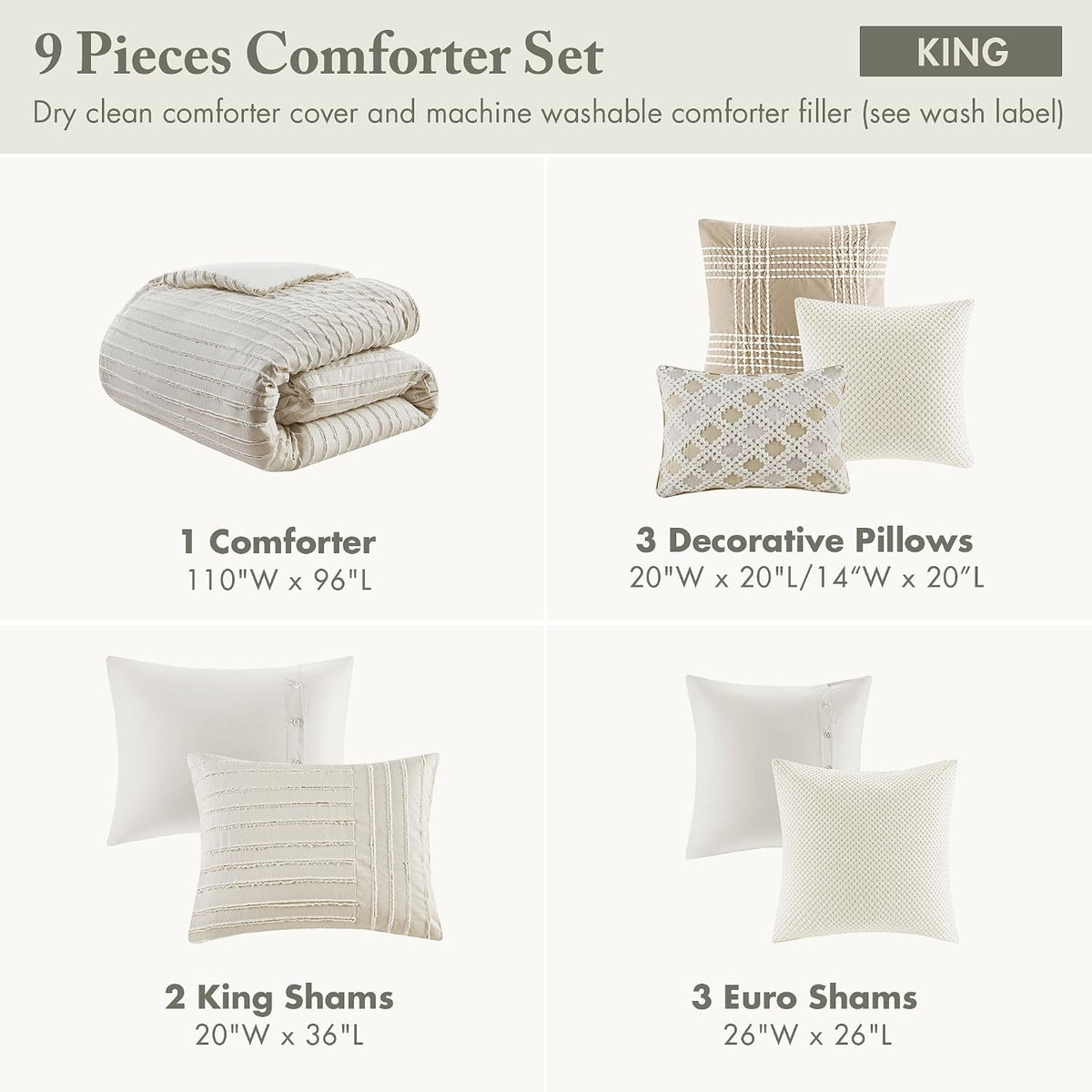 Madison Park Farmhouse King Cotton Comforter Set with Removable Cover, 9pc