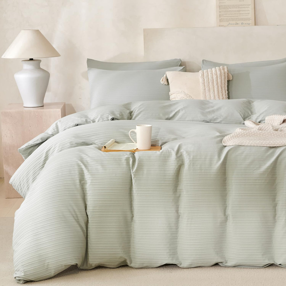 Black Grid Comforter Set Queen Soft Luxury Washed Microfiber 3 Pieces Bedding Set, White Grey Grid Pattern Comforter with 2 Pillowcases Breathable Durable Comfy
