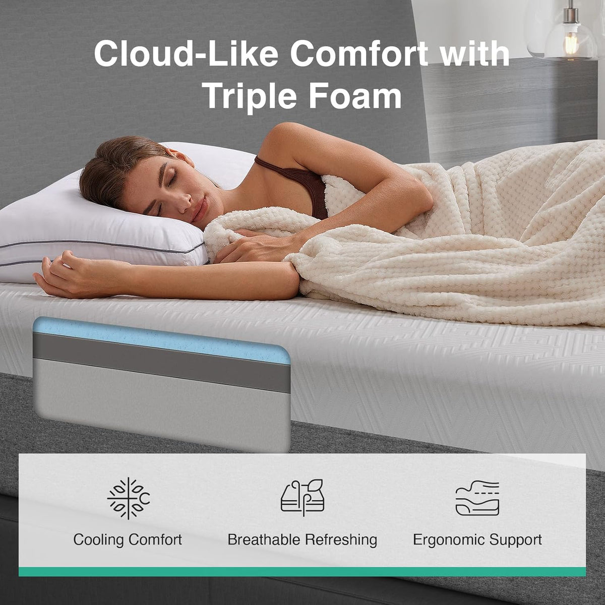 Novilla Bliss Mattress Queen Size, 14 Inch Gel Queen Memory Foam Mattress
