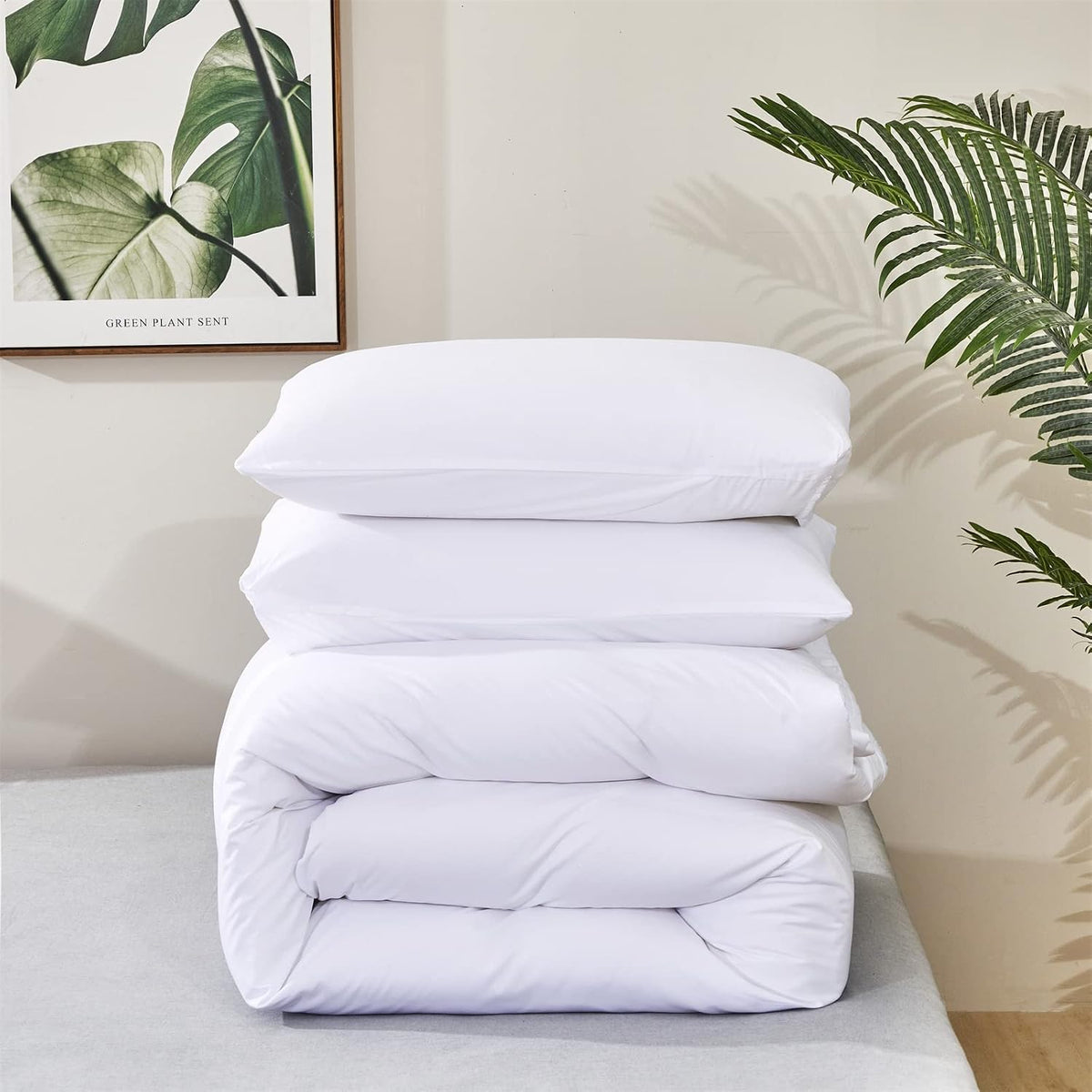 KAREVER White Fluffy Comforter Set Cal King Women Soft Durable Beddig Comforter Set MenLightweight Breathable California King
