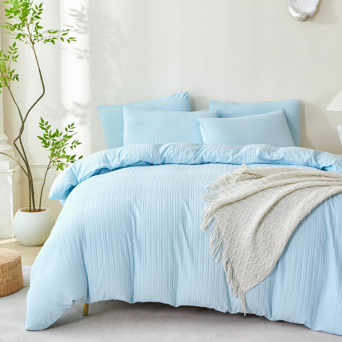 Black Grid Comforter Set Queen Soft Luxury Washed Microfiber 3 Pieces Bedding Set, White Grey Grid Pattern Comforter with 2 Pillowcases Breathable Durable Comfy