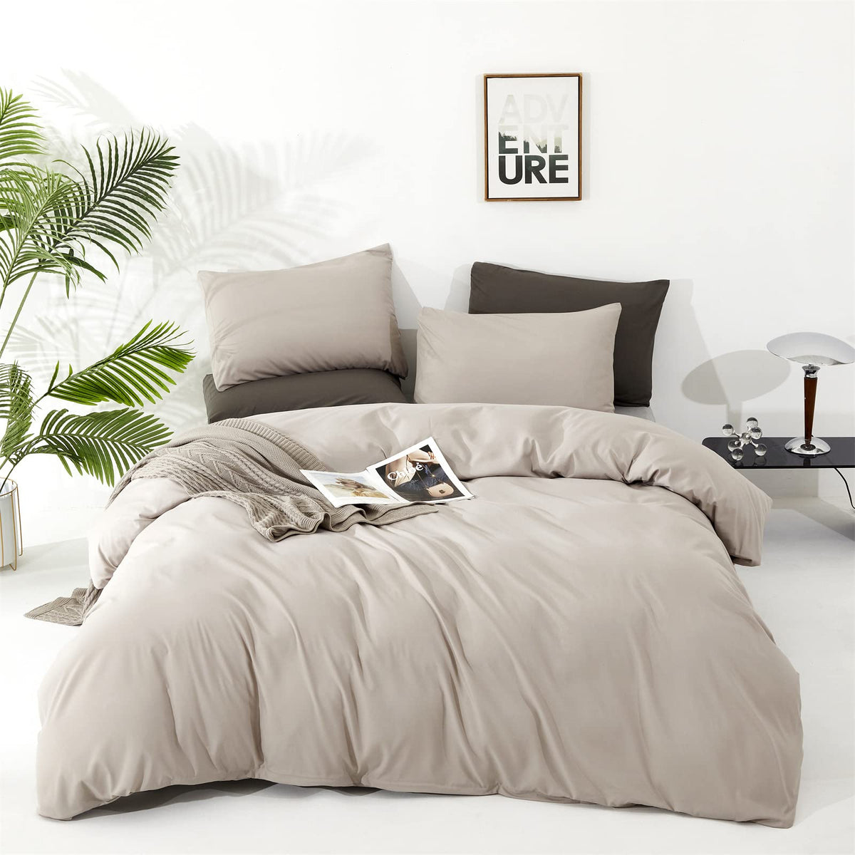 KAREVER White Fluffy Comforter Set Cal King Women Soft Durable Beddig Comforter Set MenLightweight Breathable California King