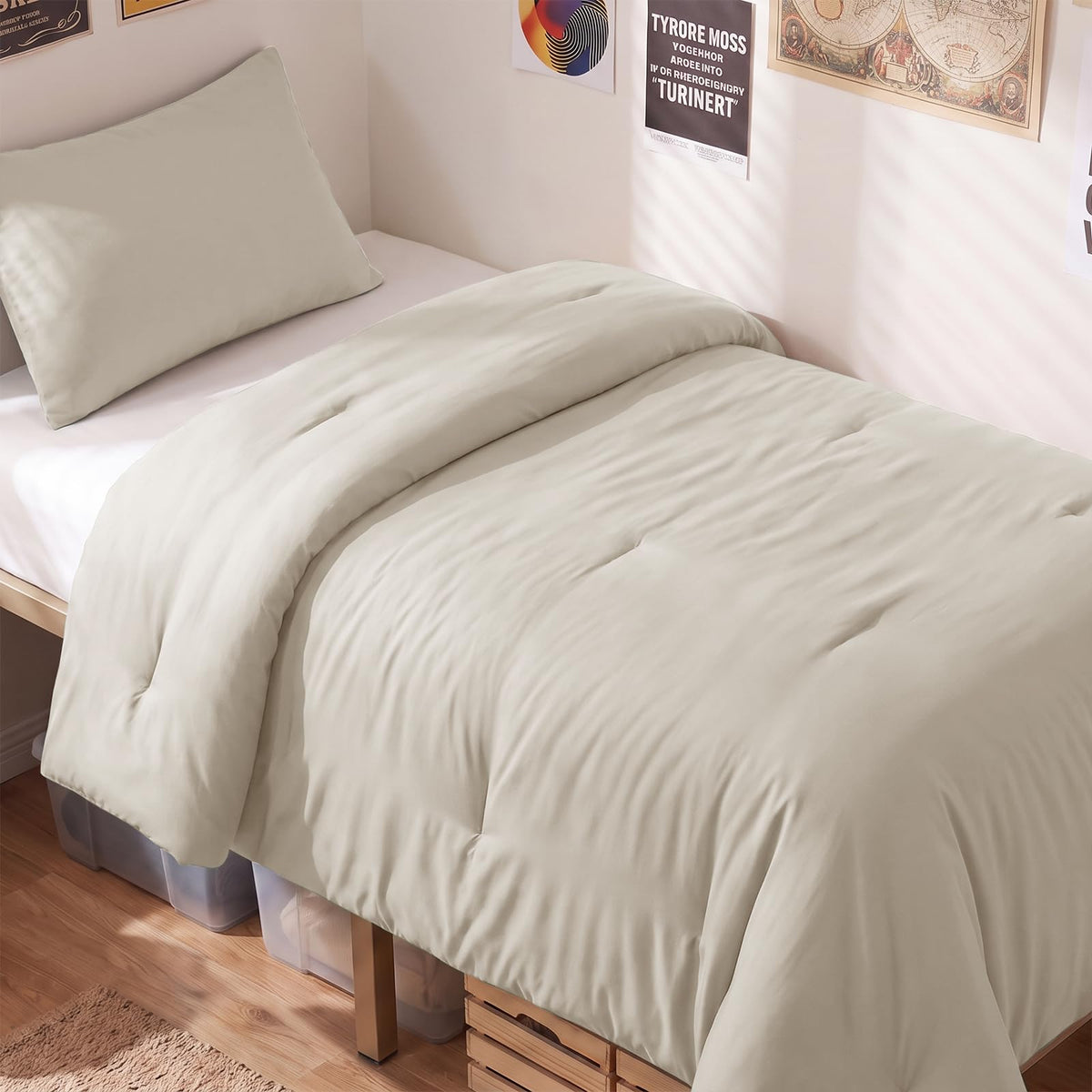 CozyLux Queen Comforter Set, 3 Pieces Down Alternative Bedding, Black