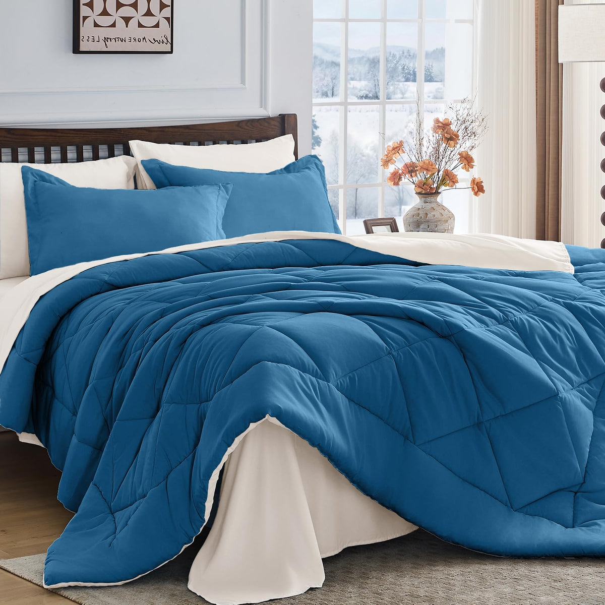 HEVUMYI 7-Piece Queen Comforter Set, Dark Grey Bed in a Bag