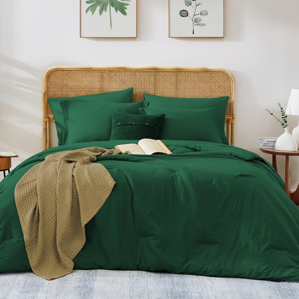 Queen Comforter Set-7 Pieces Soft Prewashed Bed in a Bag Queen Bedding Sets