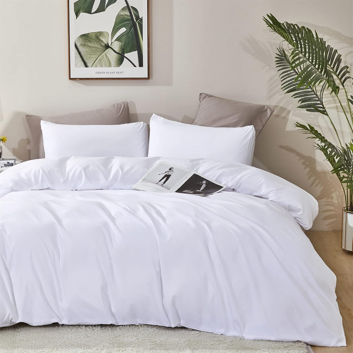 KAREVER White Fluffy Comforter Set Cal King Women Soft Durable Beddig Comforter Set MenLightweight Breathable California King