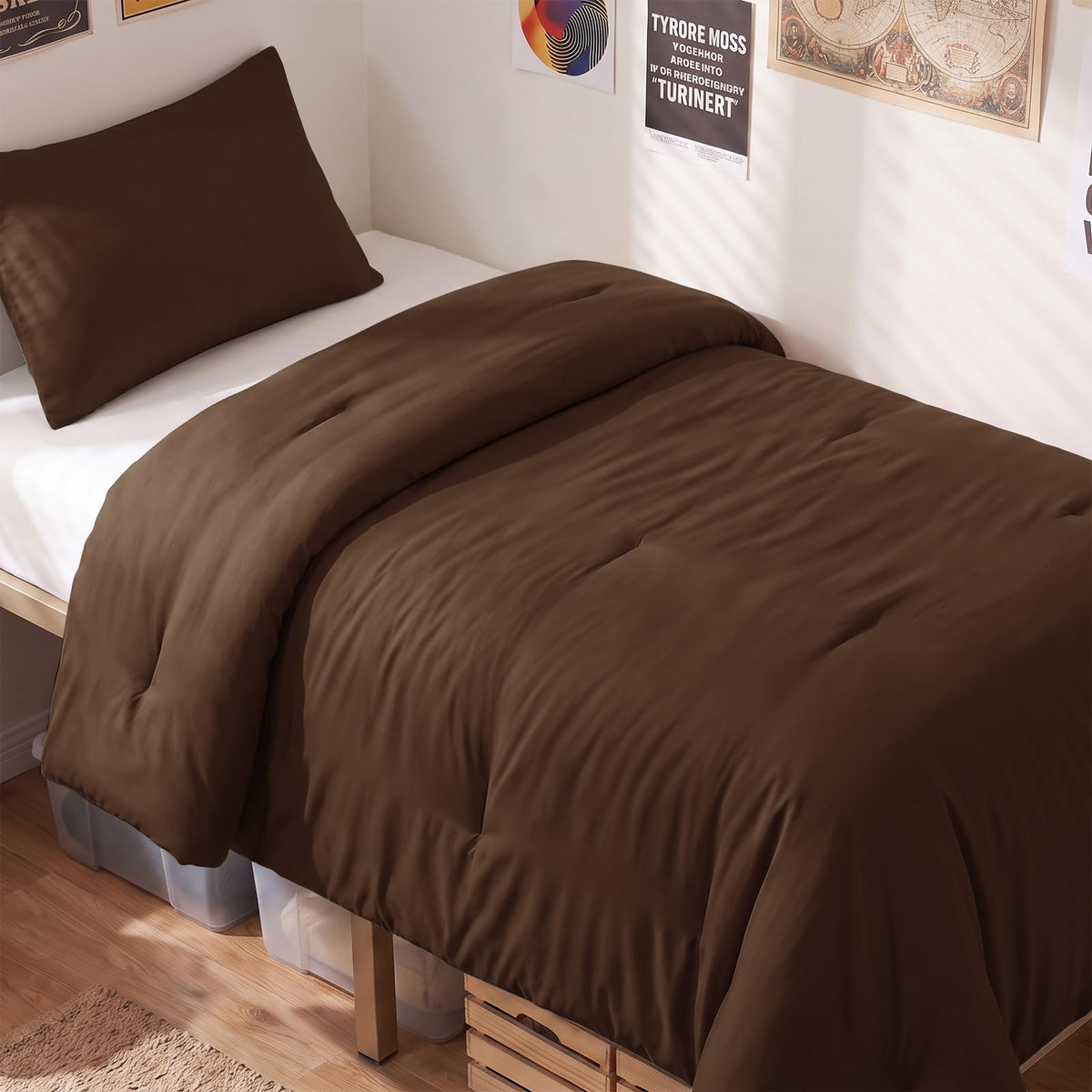 CozyLux Queen Comforter Set, 3 Pieces Down Alternative Bedding, Black
