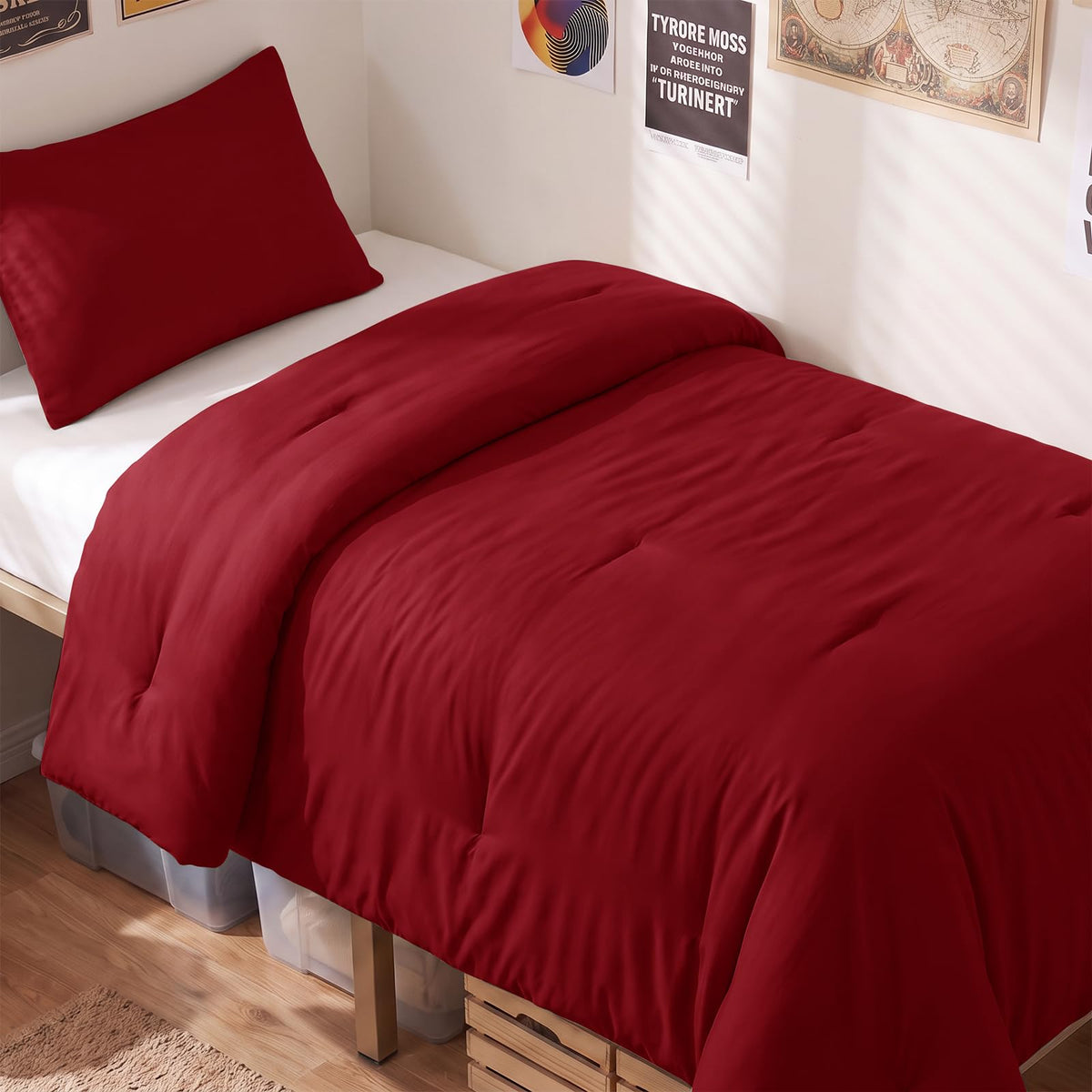 CozyLux Queen Comforter Set, 3 Pieces Down Alternative Bedding, Black