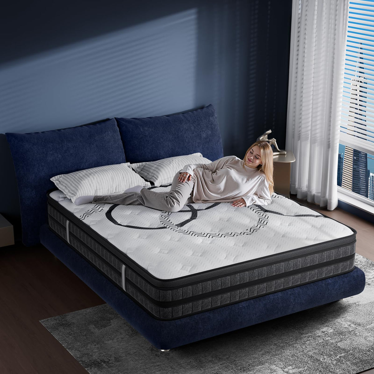 King Size Mattress, 14 Inch Hybrid King Mattress in a Box, Medium Firm, Memory Foam & Pocketed Springs, Pressure Relief, CertiPUR-US Certified& Fiberglass Free, Motion Isolation, 365-Night Trial