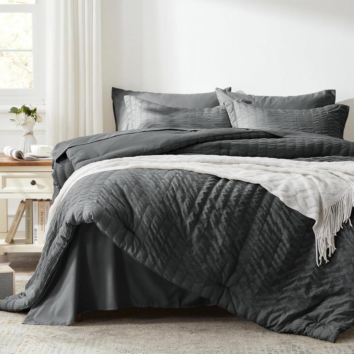 Twin Comforter Set 5 Piece, Olive Green Bed in a Bag Twin Size Bedding Sets