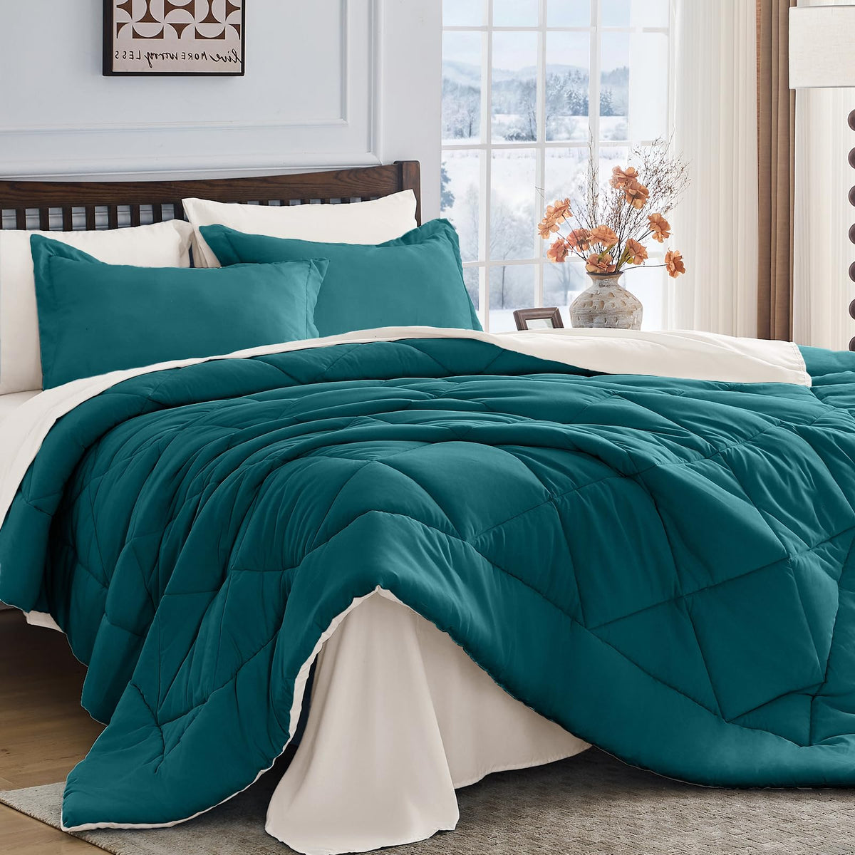 HEVUMYI 7-Piece Queen Comforter Set, Dark Grey Bed in a Bag