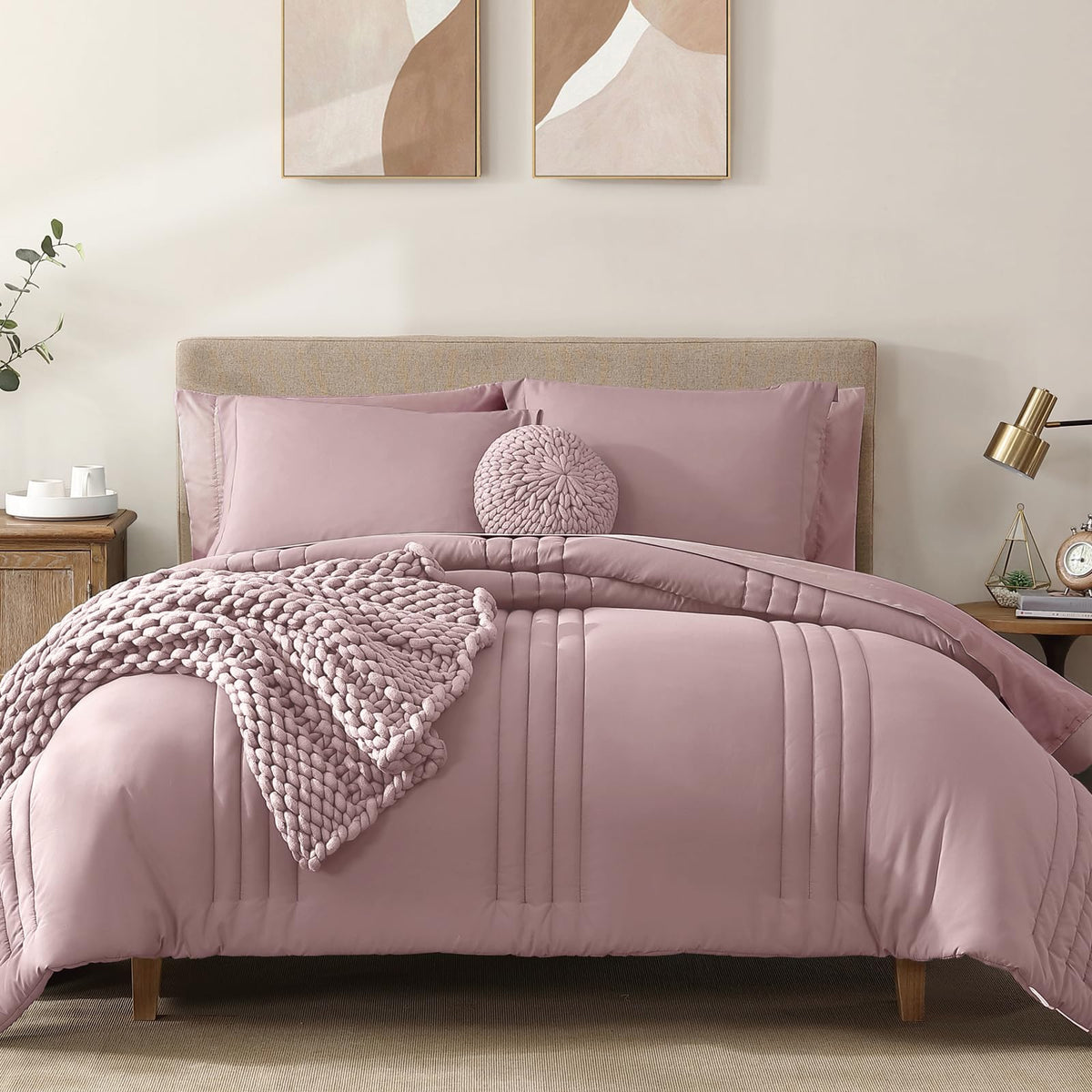 Full Size Comforter Sets-7 Pieces Sage Soft Bed in a Bag Full Bedding Sets