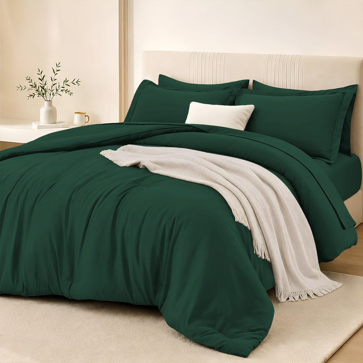 FUANNA Brown Queen Comforter Set 7 Pieces, Bed in a Bag Soft Bedding Sets