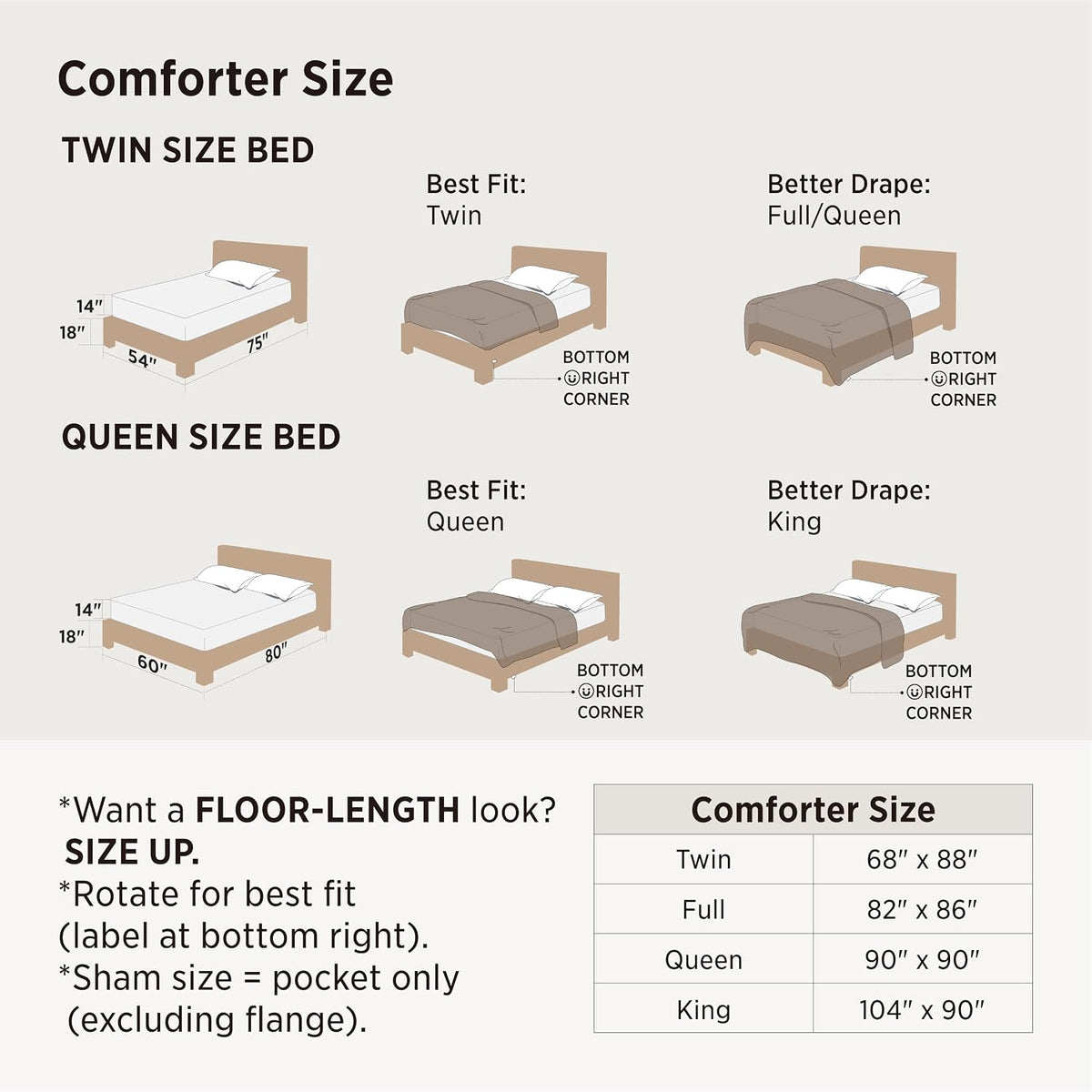 Bedsure Brown Gingham Comforter Set Queen Size, Soft Fall Bedding 3 pcs