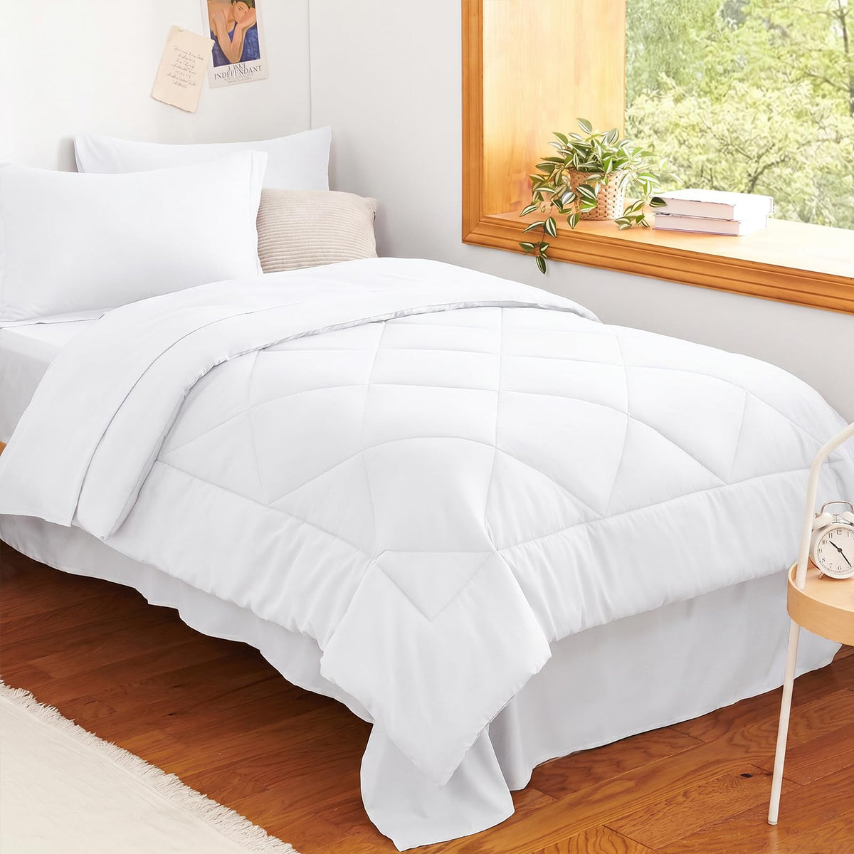 CozyLux Queen Comforter Set 88"x88" Dark Grey - 7 Piece Bed in a Bag