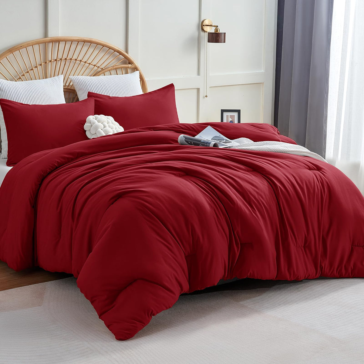 CozyLux Queen Comforter Set, 3 Pieces Down Alternative Bedding, Black