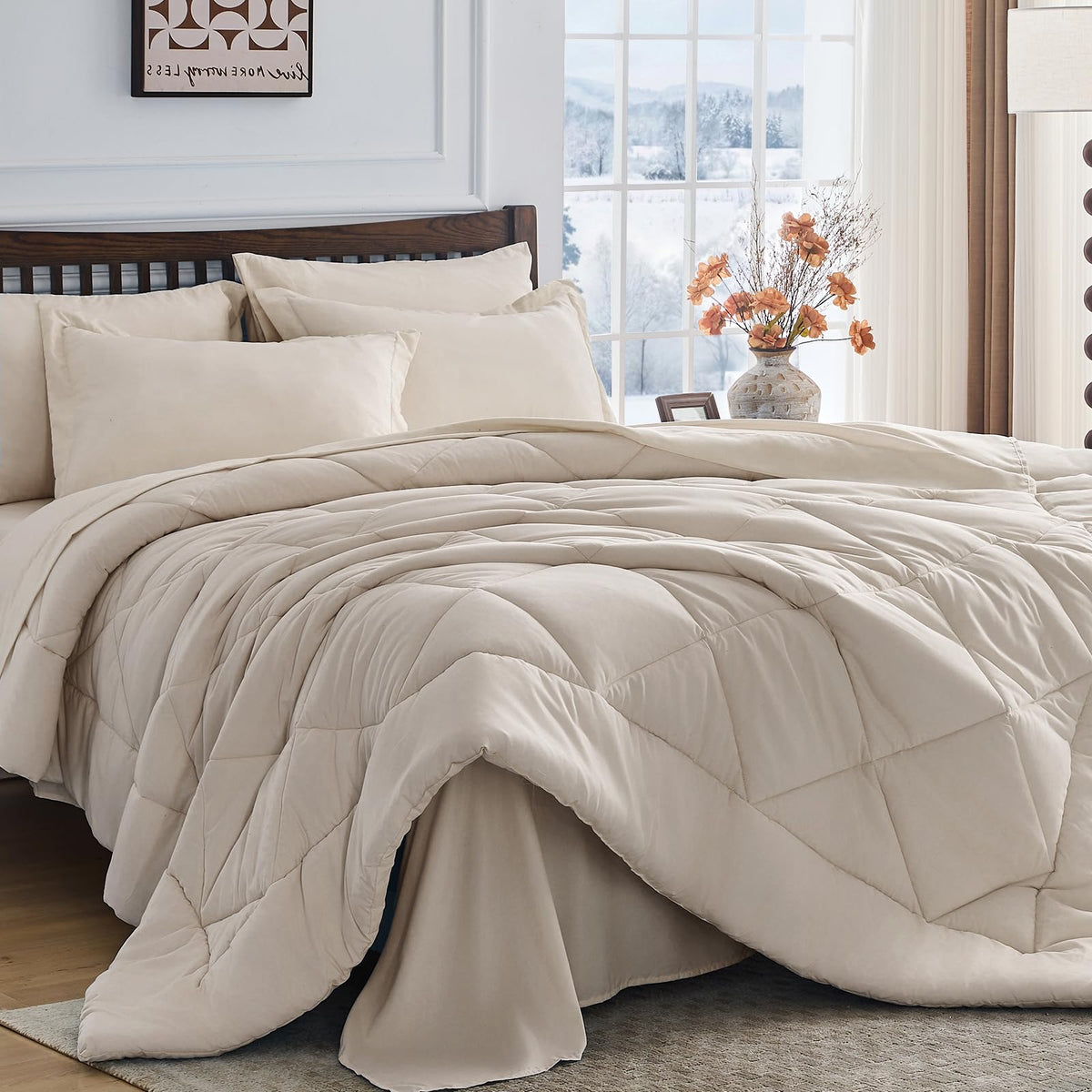 HEVUMYI 7-Piece Queen Comforter Set, Dark Grey Bed in a Bag